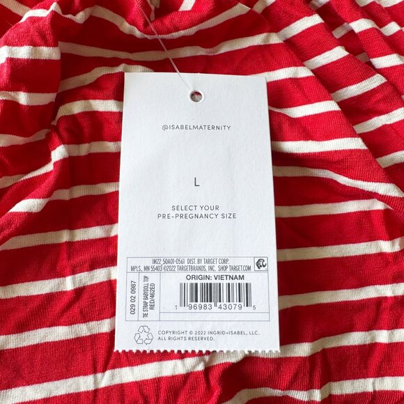 NEW Isabel Maternity Red Striped Tie Strap Maternity Tank Top - Picture 13 of 16